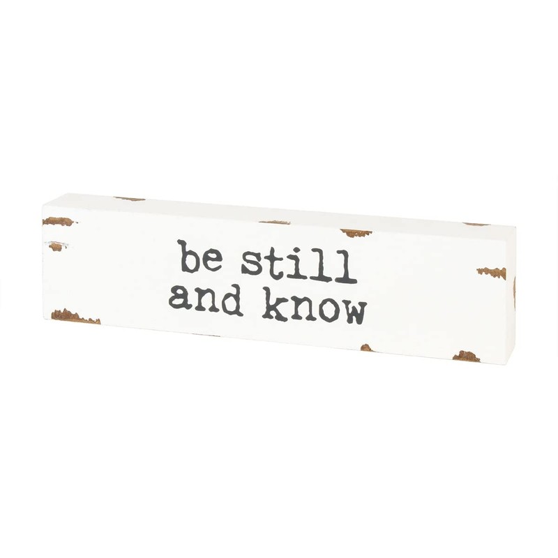 'Be Still and Know' Mini Distressed Wooden Shelf Sitter