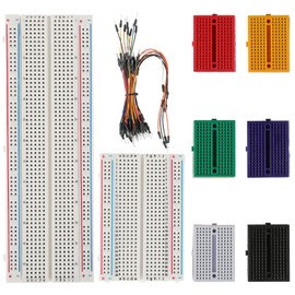 BOJACK Breadboard Kit Solderless Breadboard 1 Pcs 830 Tie Points & 1 Pcs 400 Tie Points & 6 Pcs 170 Tie Points & 65 Pcs Flexible Breadboard Jumper Wires (4 Values 73 Pcs)