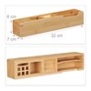 Relaxdays Bamboo Desk Organiser, 11 Compartment, Natural