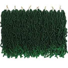 8 Packs Short Faux Locs Crochet Hair 120 Strands 12Inch Soft Locs wavy Dreadlocks Crochet Braids Natural Black Pre-Looped Crochet Hair for Women (TGreen, 12 Inch (Pack of 8))