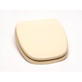 Bath Décor 1Q1R9-01 Styled for Eljer New Emblem Square Front Design Toilet Seat with Vari-Adjust Lok-Down Heavy Duty Hinge, Round, Bone