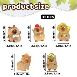 ZKFSIE Mini Resin Capybara, 35 PCS Glow in The Dark Animals, Capybara Birthday Decorations & Unique Gifts, Cute Mini Resin Animals for Home Decor, Night Garden Toys, DIY Crafts (5 Styles)