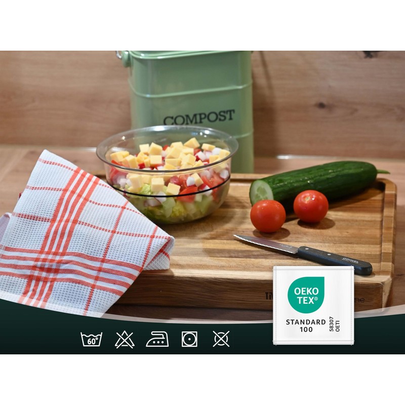 ZOLLNER Set of 5 Tea Towels with Waffle Pattern –