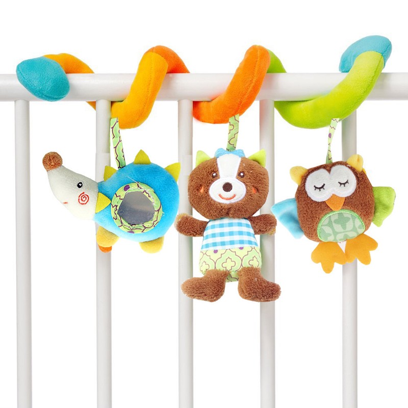 Baby Stroller Spiral Infant Toys Animal Plush Rattle For Stroller