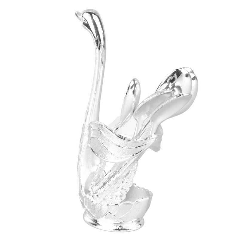 Coffee Spoon Holder Elegant Swan Shaped Alloy Mirror Polish Rich