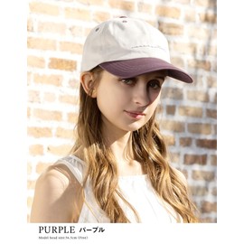 Loo&c Women's Hat Cap, Large Sizes, Deep, Bi-Color Cap, Cotton, Light Shield, 100% Cold Contact, UV Protection, Size Adjustment, All Season CAP, purple, L