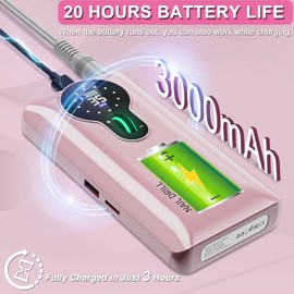 ENGERWALL Nail Cutter Electric Wireless 35000 rpm, Nail File Manicure Pedicure Set Professional Nail Drill, Nail Care Set for Nail Design in Salon and Home, Pink