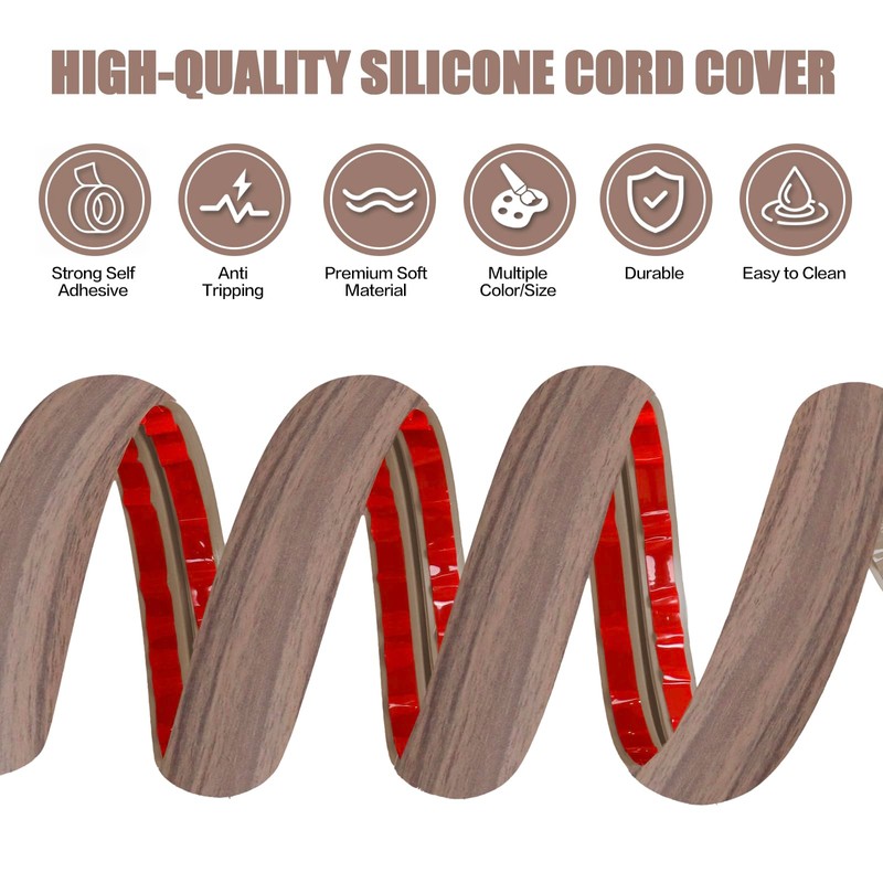 Floor Cord Cover Self Adhesive Cord Hider,20FT Cable Management, Extension