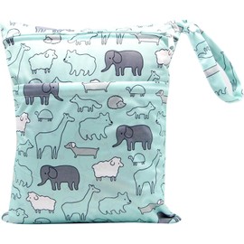 2 Bolsa Impermeable para Ropa Mojada, Bolsas Húmedas Secas para Pañales de Tela de Bebé, Bolsa para Ropa Mojada Natacion Reutilizables y Lavables,con Dos Bolsillos Cremallera para Guardería,Ropa Sucia