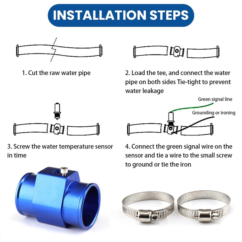 zipelo Water Temp Joint Pipe, Car Aluminum Alloy Water Temperature