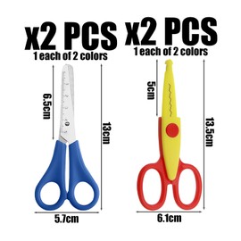 4 Stücke Der Sicherheitsschere Für Kinder, Schere Mit Skalen, Diy-Handgefertigten Accessoires, Papierkunstzubehör.