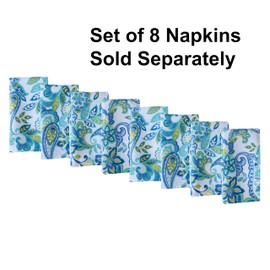 Newbridge Square Fabric Tablecloth, Corfu Mediterranean Blue Paisley, 52 x 52 Inch, Indoor Outdoor Stain and Water Resistant Heavy Weight Table Cover, Shabby Chic Blue Floral