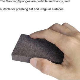 Tonmp 6 PCS 120 Grit Hand Sanding Blocks Set - Fine Sander Sponge, Wet and Dry Dual-use Sanding Sponges, Washable and Reusable, Ideal for Wood Metal Wall Polish