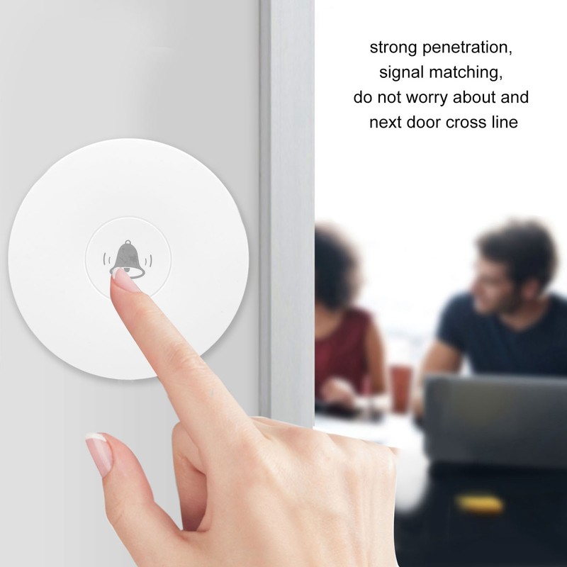 Wireless Doorbell Self Powered 1 Receiver 2 Push Button Battery