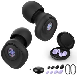 Pawcute 2 Pairs Concert Ear Plugs, High Fidelity Noise Reduction Ear Plugs, Silicone Ear Plugs with (L/M/S/XS) Ear Tips, for Concert, Bar,Sport Events(Black+Purple)