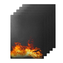 HIFROM Nonstick Baking Mat BBQ Grill Mat,Set of 5 Heat Resistant BBQ Mats for Charcoal Grill Electric and Gas Reusable and Washable 15.74x19.68 inch