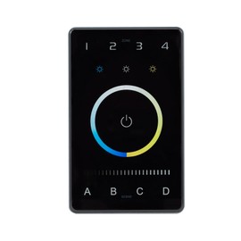 LTech UB2 Tunable White (CCT) DMX & Bluetooth BLE 5.0 Mesh Programmable Touch Panel Wall Mount LED Lighting Controller, 4-Zone & Multi Scene