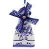 Kurt Adler Porcelain Delft Blue Windmill Ornament Set Of 3