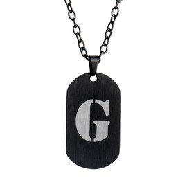 LUCKMAN Collar Hombre de Inicial Letra, Cadena con Dije, Acero Inoxidable Color Negro y Plata – Joyería y Accesorios para Hombre, Ideales como Regalos para Hombre Originales Cumpleaños y Regalos para Papá, Modelo Dylan