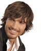 Mens Short Wig with Long Bangs Adjustable Brown Soft Simulation