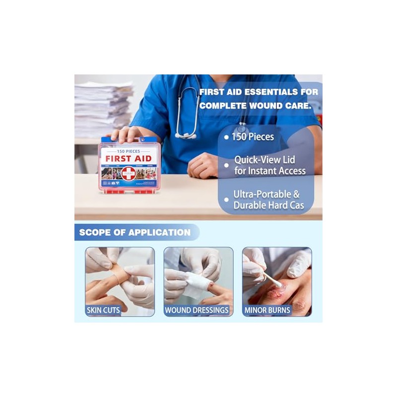 150-Piece Mini First Aid Kit for Home, Travel, and Outdoor