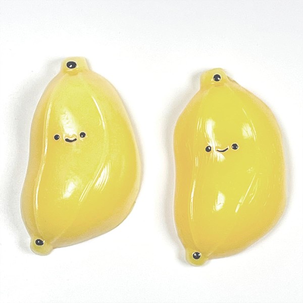 2Pcs Handmade Banana Taba Squishy,Ultra Soft Squishy Silicone Squeeze Chick
