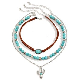 NIDHFG 3 Pieces Of Stacked Necklaces, Retro Necklaces, Boho Jewelry, Ladies Jewelry, Clothing Accessories.