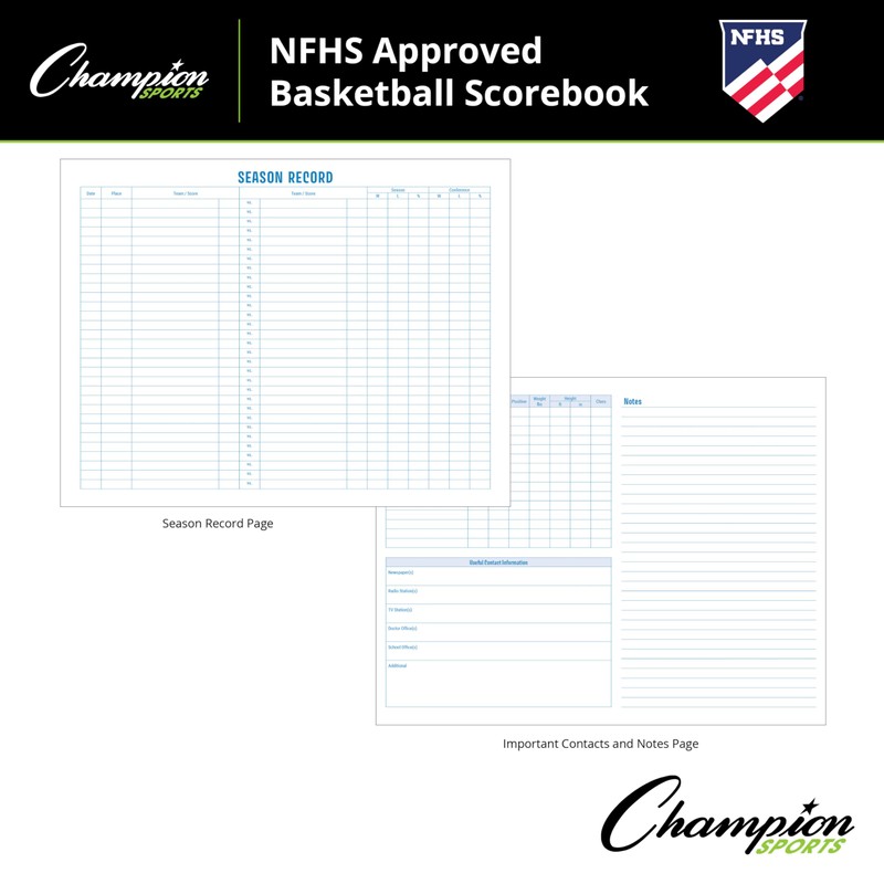 Champion Sports unisex BB1 coach and referee scorebooks, White, 30