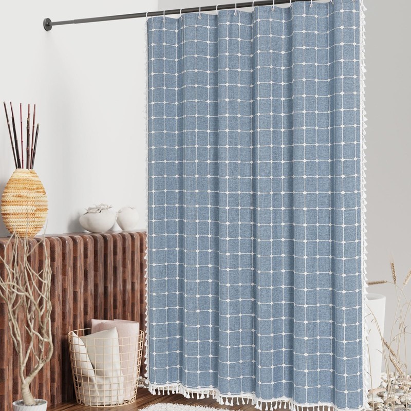 MitoVilla Boho Small Stall Shower Curtain 36 x 72, Blue