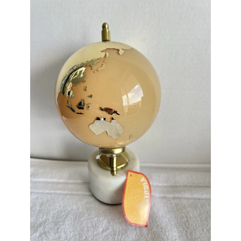 Globe NWT Glass Globe On Marble Alabaster Stand Mirrored Gold
