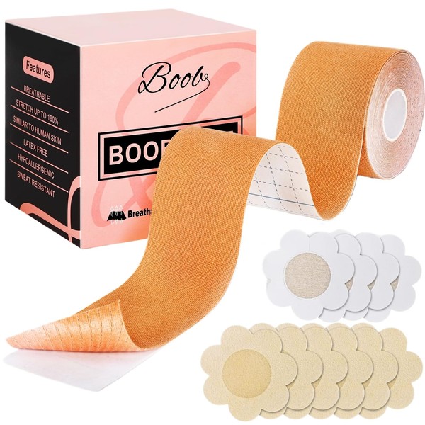 Boob Tape,Boobytape for Breast Lift,Suitable for A-E,Breast Tape Lifting Large Breast Lift Tape (Khaki)