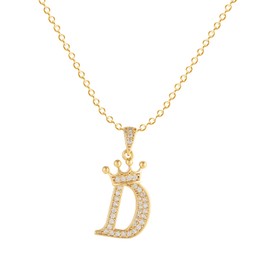 Symretie 14K Gold Plated Initial Necklaces for Women - Gold Cubic Zirconia Letter Necklaces - Alphabet D Pendant Necklaces Jewellery Gifts