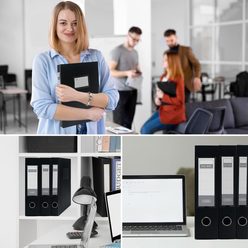 4 Pack Box Files A4,Plastic Box File with Lid,75mm Spine