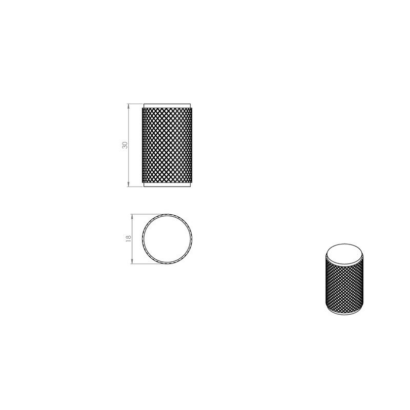 Carlisle Brass FTD702 Knurled Cupboard Knob, Matt Black, 30.0 mm*30.0