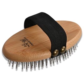 Clumsy pets Bamboo Palm Ball Pin Brush for Small Dog & Cat Grooming Massaging Shedding and Bath Metal Pin Pets Tools