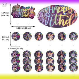 Neon Leopard Cupcake Toppers 25PCS Rainbow Cheetah Print Birthday Party Decorations for Jungle Animals Party Supplies