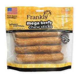 Frankly Pet Original Chicken Flavored Mega Beefy Chew Stick for Dogs - High Protein Collegen Packed - Made in The U.S.A. - 4 Count 7" Stick