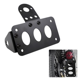 Hbxdeco Motorcycle License Plate Bracket, Side Mount Motorcycle License Plate Holder, Horizontal Vertical Metal Tail Light License Plate Holder Bracket for Most Motorcycles Bikes