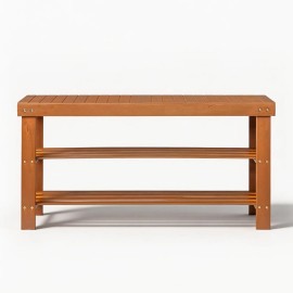Walnut 3-Tier Bamboo Shoe Rack 35.43 X 11.02 X 17.72 Inches Glossy Rectangle PC Fabric with Injection Technics for Kitchen Spacetitle: default title