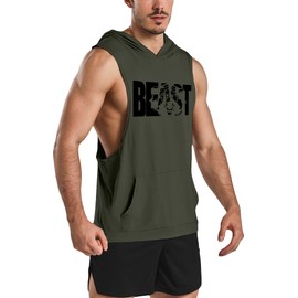 GYM REVOLUTION Men's 5 Pack Workout Muscle Printed Tank Tops Gym Fitness Sleeveless Hoodies Black White Red Blue Green S