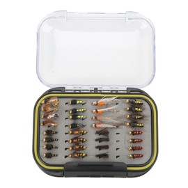 64 Pcs Fly Fishing Flies Stainless Steel Colorful Fishing Lure Kit Fishing Fly Hooks Set with Waterproof Storage Box