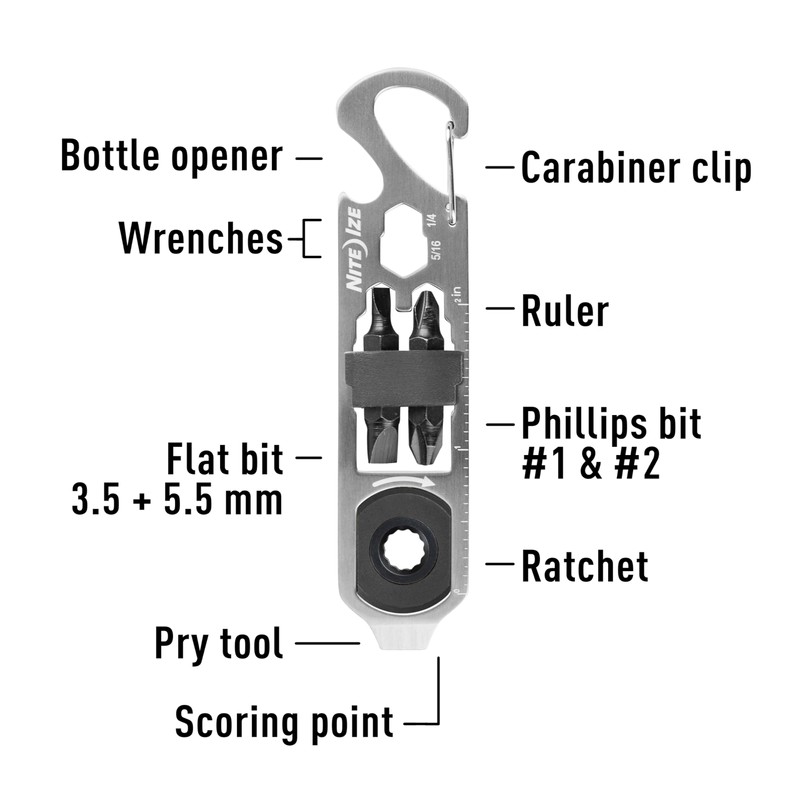 Nite Ize DoohicKey, Ratchet Key Tool - Stainless