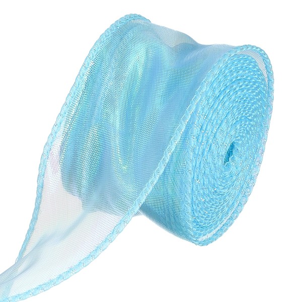 PATIKIL Iridescent Organza Ribbon 1.6 Inch x 10 Yard, Laser