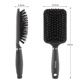 RHOS Hair Brush, Paddle Brush, Improve Hair Quality, Scalp Care, Comb, Anti-Static, Smooth, Wet and Dry Comb, Women's, Men's, Gift, Present (Gray)