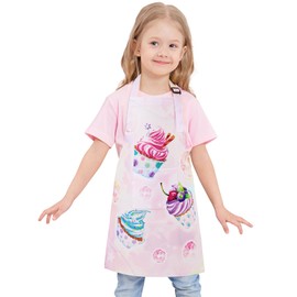WERNNSAI Kids Aprons - Cupcake Kids Art Aprons for Girls Waterproof Toddler Chef Aprons for Cooking Baking Painting Gardening Adjustable Bib Apron for Kids with Pocket Kitchen Classroom Art Smocks