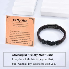 EPVID Gifts for Him Husband Boyfriend, Leather Bracelet Gifts for Men, Perfect Christmas Birthday Anniversary Valentines Gift for Him, Stocking Fillers for Men