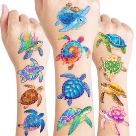 60 PCS Turtle Pre-Cut Temporary Tattoos for Kids | Super Cute First Themed Birthday Party Favors, Supplies, Decorations, Cute Ocean Animal Tattoo Stickers, School Rewards Prizes & Gifts Boys & Girls