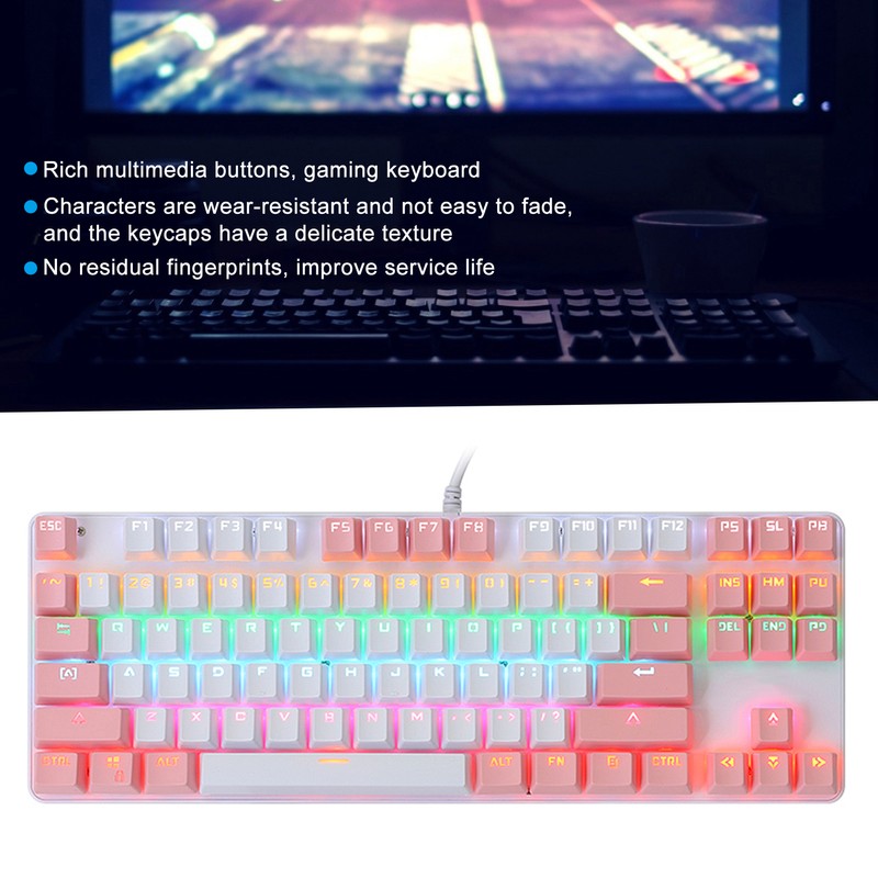 Keyboard Mechanical Gaming 87 Key Mixed Light Computer Supplies for