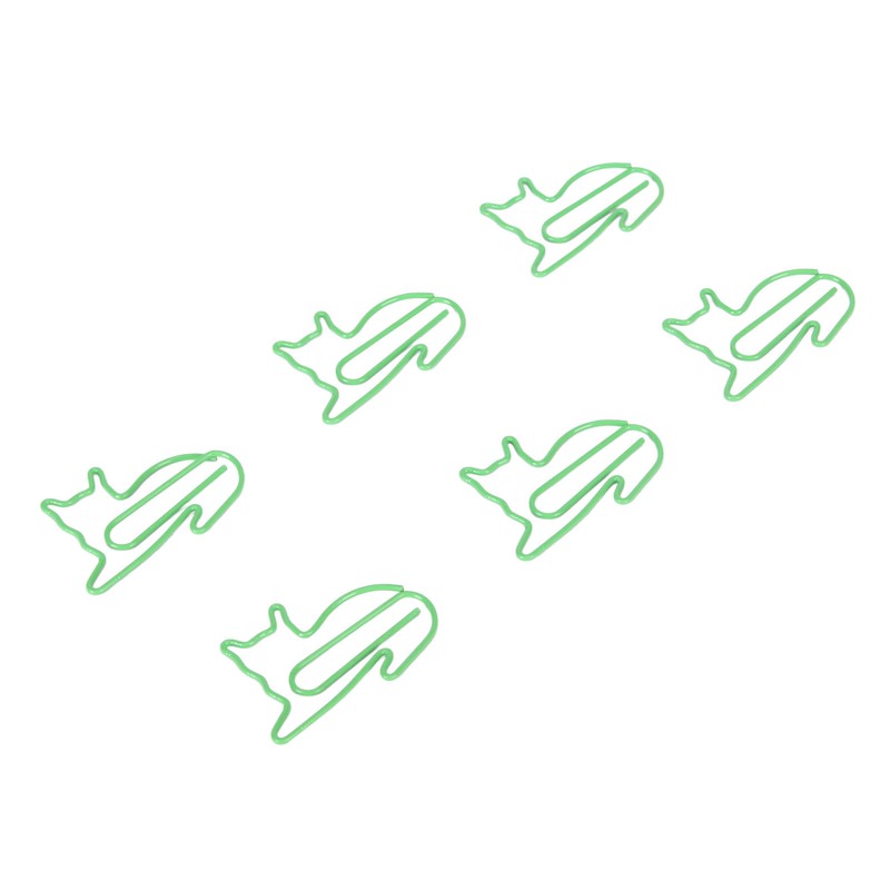100 Pcs Green Cute Paper Clips Cat Shaped Fun Bookmark