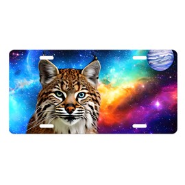 Wildlife Vanity Aluminum Front License Plate (Bobcat Galaxy)